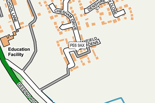 PE6 9AX map - OS OpenMap – Local (Ordnance Survey)