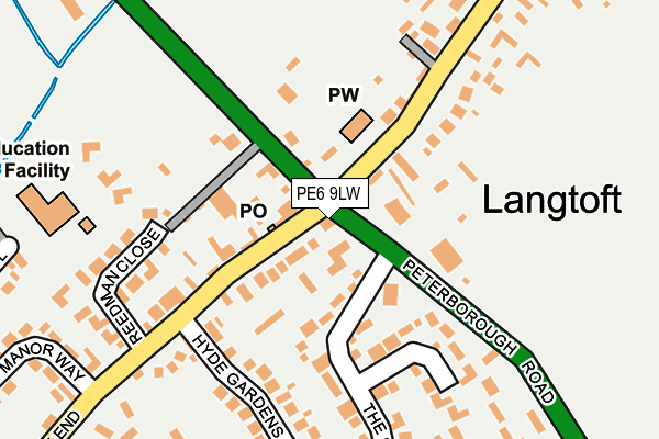 PE6 9LW map - OS OpenMap – Local (Ordnance Survey)