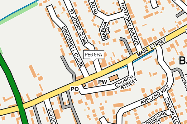 PE6 9PA map - OS OpenMap – Local (Ordnance Survey)