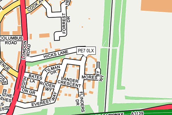 PE7 0LX map - OS OpenMap – Local (Ordnance Survey)