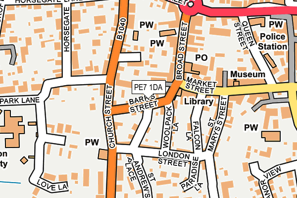 PE7 1DA map - OS OpenMap – Local (Ordnance Survey)