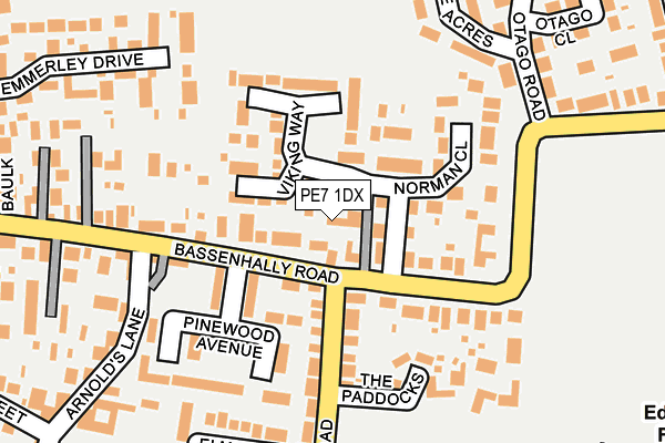 PE7 1DX map - OS OpenMap – Local (Ordnance Survey)
