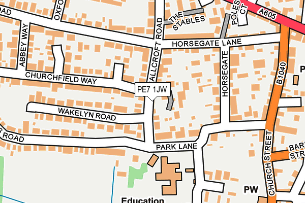 PE7 1JW map - OS OpenMap – Local (Ordnance Survey)