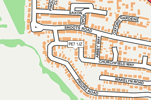 PE7 1JZ map - OS OpenMap – Local (Ordnance Survey)