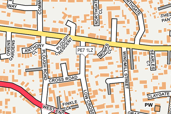 PE7 1LZ map - OS OpenMap – Local (Ordnance Survey)