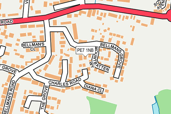 PE7 1NB map - OS OpenMap – Local (Ordnance Survey)