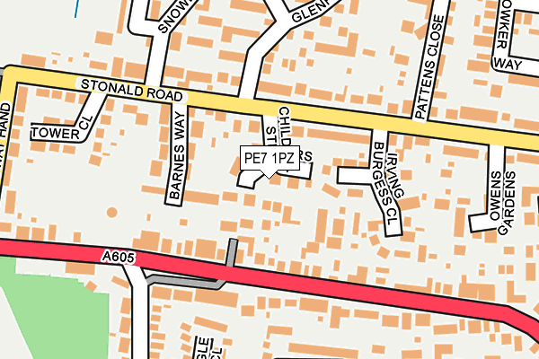 PE7 1PZ map - OS OpenMap – Local (Ordnance Survey)