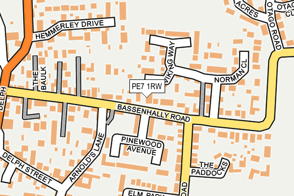 PE7 1RW map - OS OpenMap – Local (Ordnance Survey)