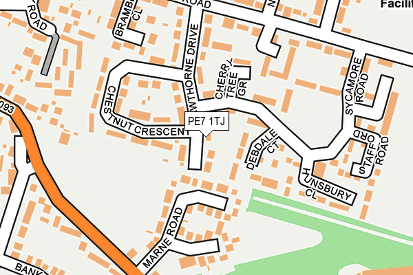 PE7 1TJ map - OS OpenMap – Local (Ordnance Survey)