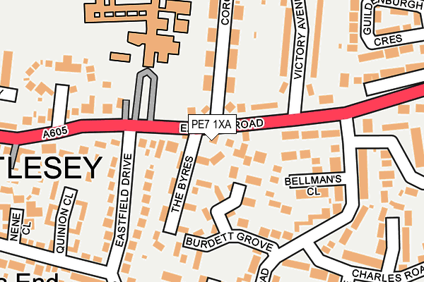 PE7 1XA map - OS OpenMap – Local (Ordnance Survey)
