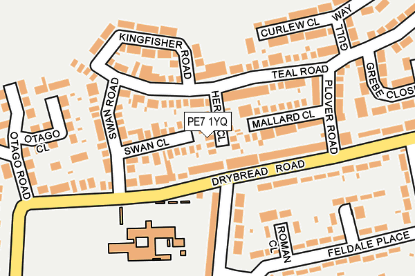 PE7 1YQ map - OS OpenMap – Local (Ordnance Survey)