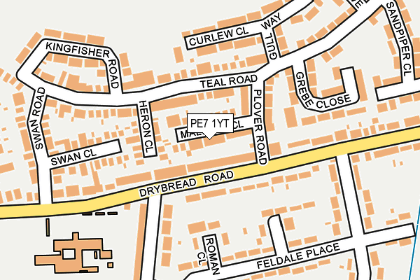 PE7 1YT map - OS OpenMap – Local (Ordnance Survey)