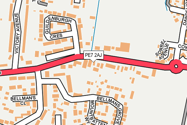 PE7 2AJ map - OS OpenMap – Local (Ordnance Survey)