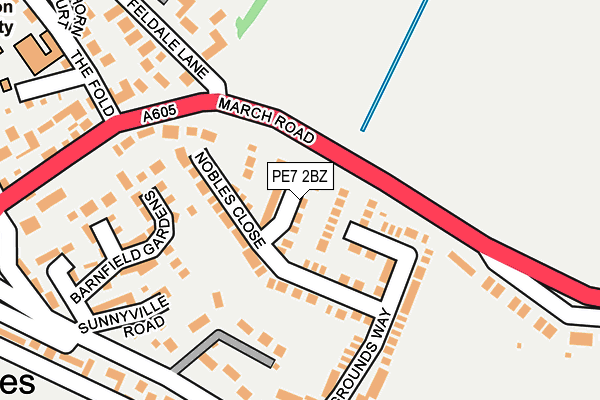 PE7 2BZ map - OS OpenMap – Local (Ordnance Survey)