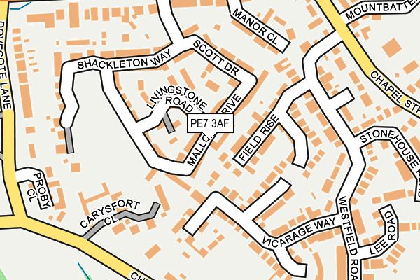 PE7 3AF map - OS OpenMap – Local (Ordnance Survey)