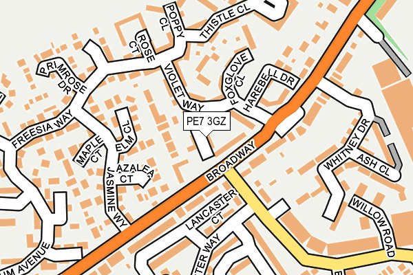 PE7 3GZ map - OS OpenMap – Local (Ordnance Survey)