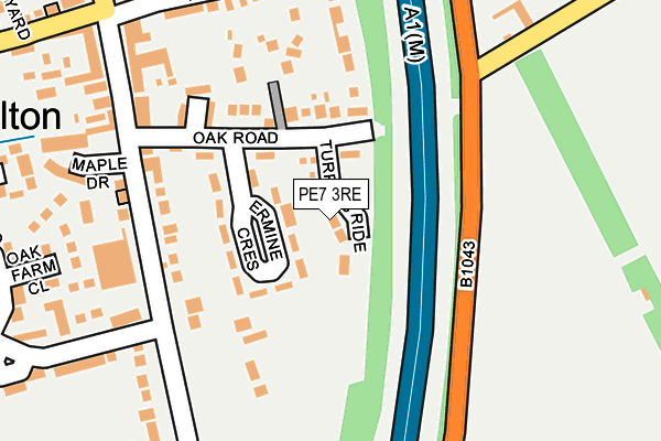 PE7 3RE map - OS OpenMap – Local (Ordnance Survey)