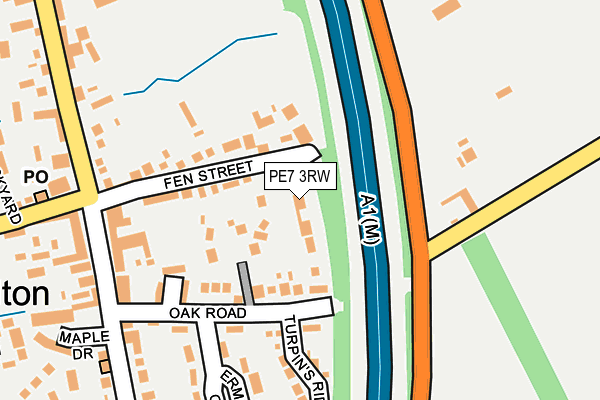 PE7 3RW map - OS OpenMap – Local (Ordnance Survey)