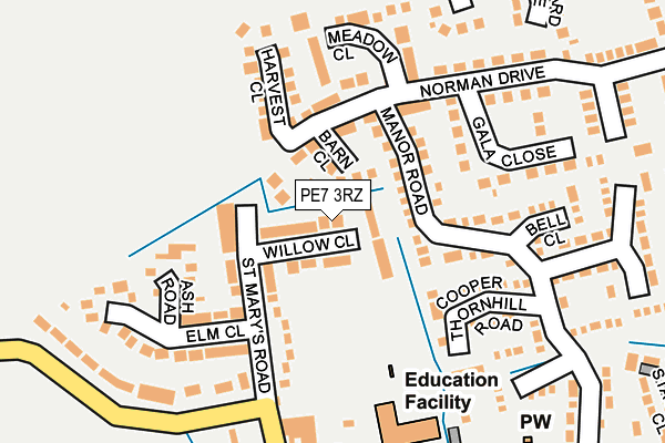 PE7 3RZ map - OS OpenMap – Local (Ordnance Survey)