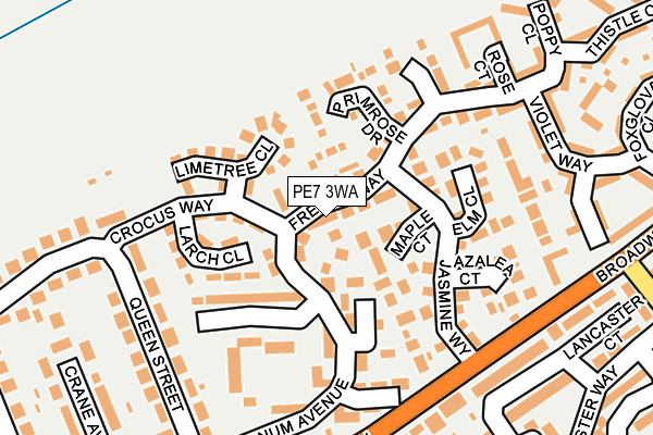 PE7 3WA map - OS OpenMap – Local (Ordnance Survey)