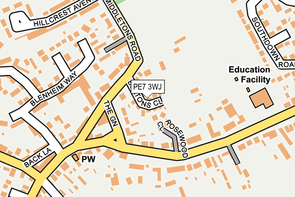 PE7 3WJ map - OS OpenMap – Local (Ordnance Survey)