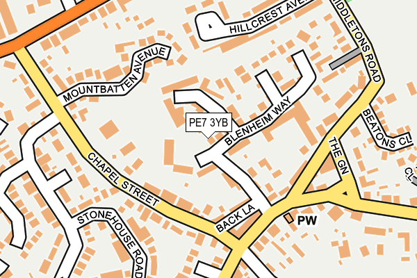PE7 3YB map - OS OpenMap – Local (Ordnance Survey)