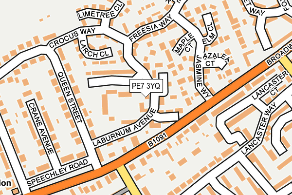 PE7 3YQ map - OS OpenMap – Local (Ordnance Survey)