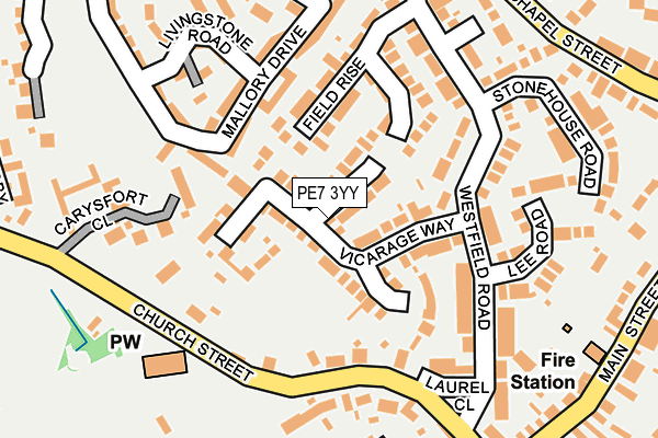 PE7 3YY map - OS OpenMap – Local (Ordnance Survey)