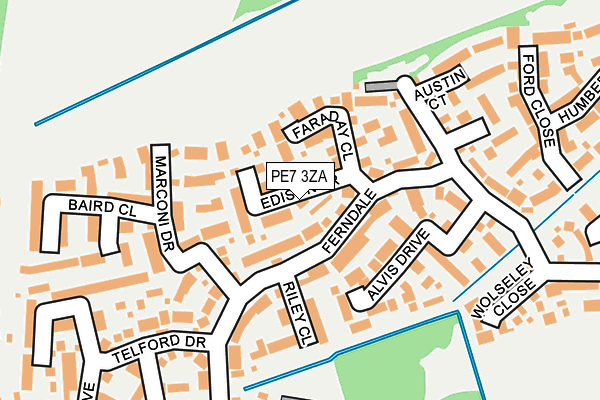 PE7 3ZA map - OS OpenMap – Local (Ordnance Survey)