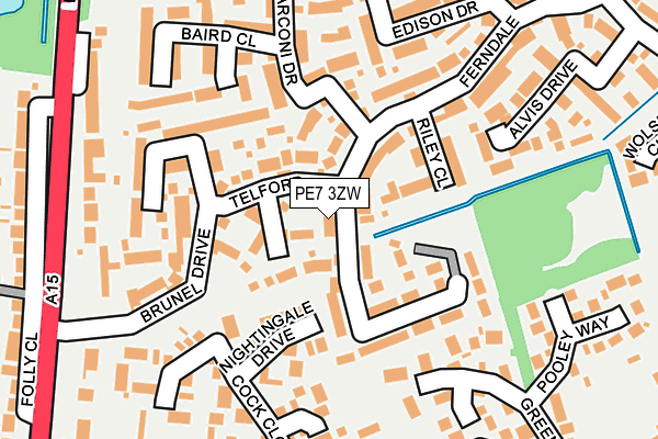 PE7 3ZW map - OS OpenMap – Local (Ordnance Survey)