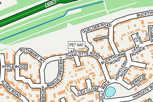 PE7 8AF map - OS OpenMap – Local (Ordnance Survey)