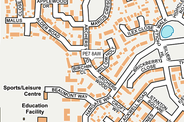 PE7 8AW map - OS OpenMap – Local (Ordnance Survey)