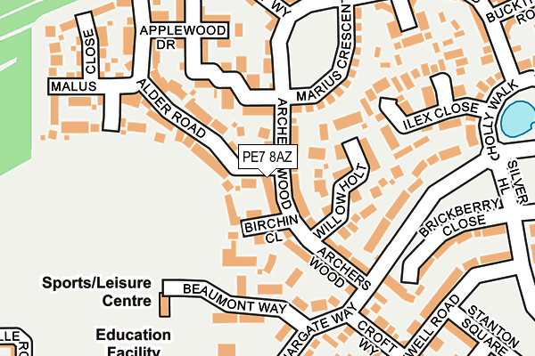 PE7 8AZ map - OS OpenMap – Local (Ordnance Survey)