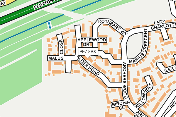 PE7 8BX map - OS OpenMap – Local (Ordnance Survey)