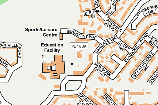 PE7 8DA map - OS OpenMap – Local (Ordnance Survey)