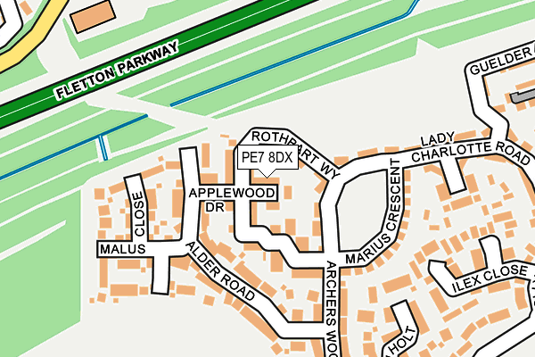 PE7 8DX map - OS OpenMap – Local (Ordnance Survey)