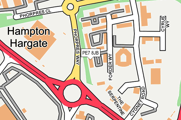 PE7 8JB map - OS OpenMap – Local (Ordnance Survey)