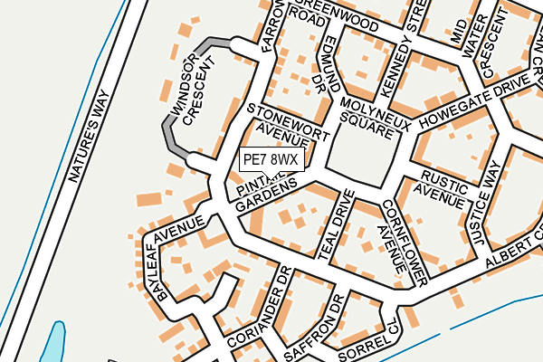 PE7 8WX map - OS OpenMap – Local (Ordnance Survey)