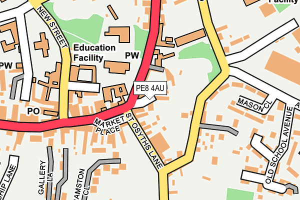 PE8 4AU map - OS OpenMap – Local (Ordnance Survey)