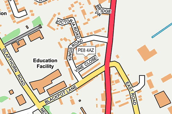 PE8 4AZ map - OS OpenMap – Local (Ordnance Survey)