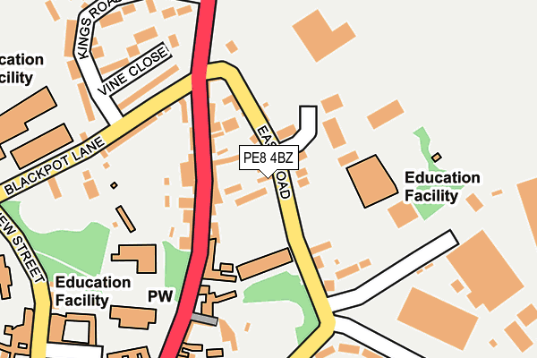 PE8 4BZ map - OS OpenMap – Local (Ordnance Survey)