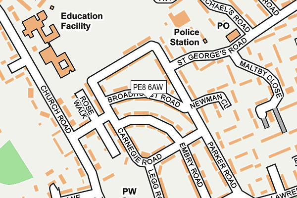 PE8 6AW map - OS OpenMap – Local (Ordnance Survey)