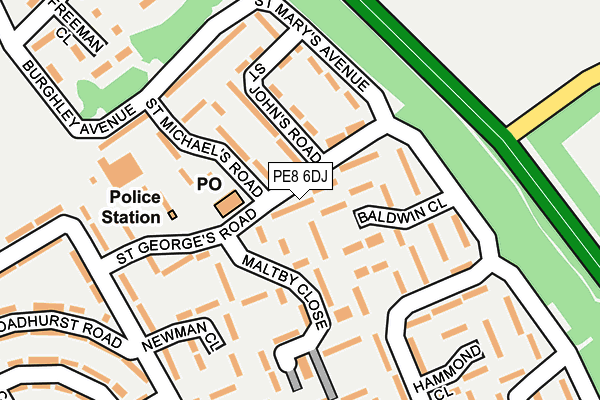 PE8 6DJ map - OS OpenMap – Local (Ordnance Survey)