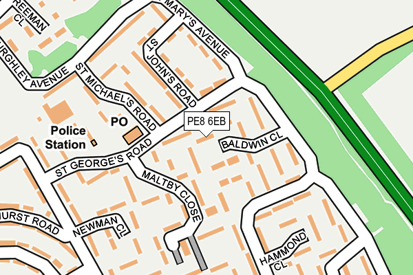 PE8 6EB map - OS OpenMap – Local (Ordnance Survey)