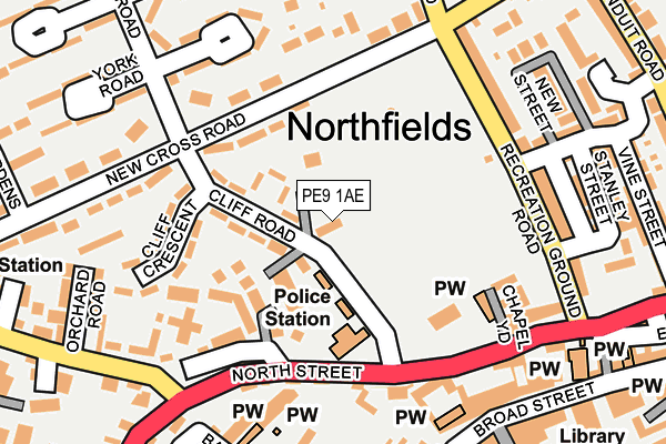 PE9 1AE map - OS OpenMap – Local (Ordnance Survey)