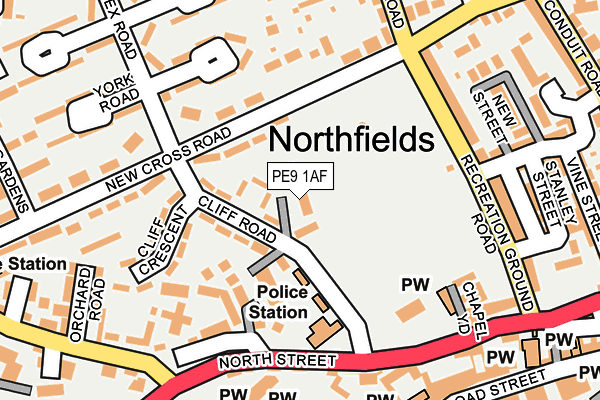 PE9 1AF map - OS OpenMap – Local (Ordnance Survey)