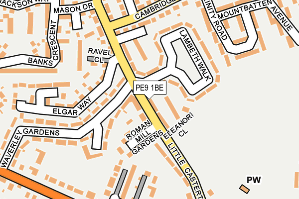 PE9 1BE map - OS OpenMap – Local (Ordnance Survey)