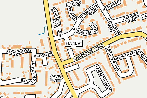 PE9 1BW map - OS OpenMap – Local (Ordnance Survey)