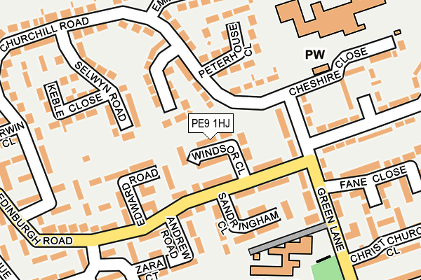 PE9 1HJ map - OS OpenMap – Local (Ordnance Survey)