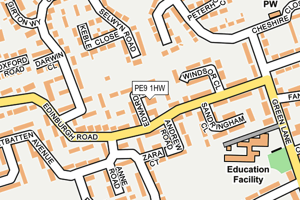 PE9 1HW map - OS OpenMap – Local (Ordnance Survey)